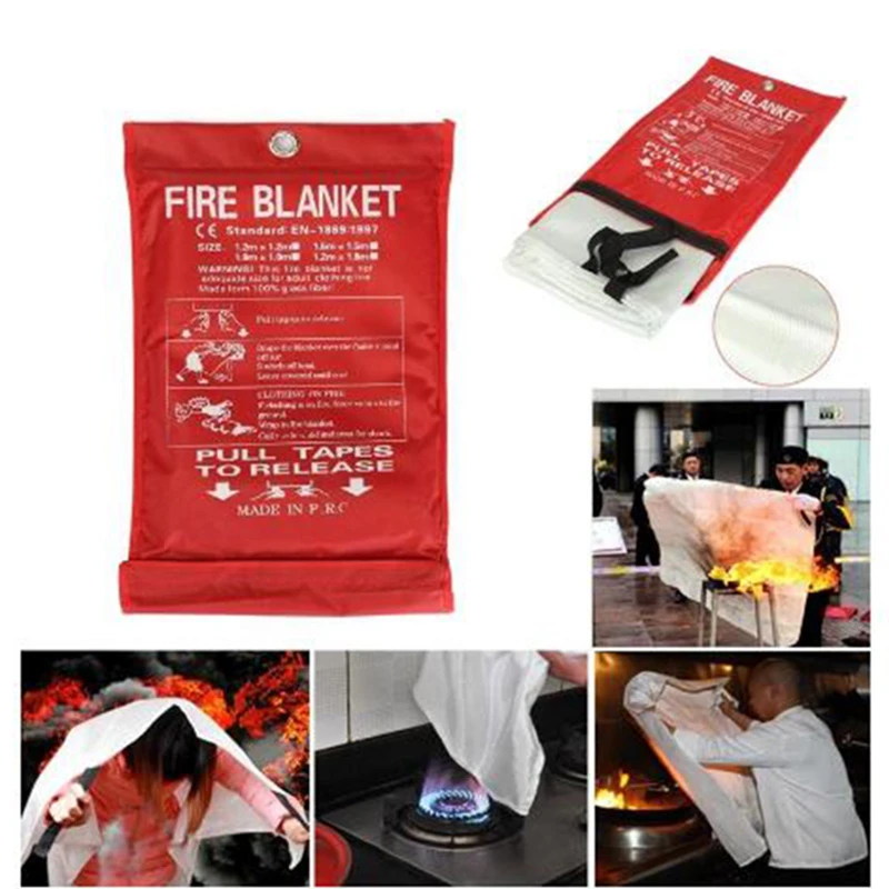 portable smoke detector Z30 Dropshipping 1M x 1M Home Fire Blanket Sealed Safety Fighting Fire Extinguishers Tent Boat Emergency Survival Safety Cover first alert smoke and co alarm