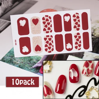 

10pcs/set Full Cover Self-adhesive Nail Wraps DIY Nail Art Stickers Decals Disign Nail Polish Stickers Manicure Watermark Tips