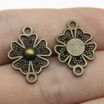 

WYSIWYG 8pcs 20x10mm Flower Connector Charms For Jewelry Making Antique Bronze Flower Connector Charms Charm Flower Connector