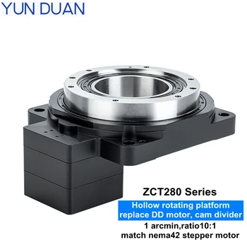 

360 degree electric hollow rotating gearbox 10:1 for Nmea42 stepper motor shaft 19mm 15 arcsec rotation positioning accuracy