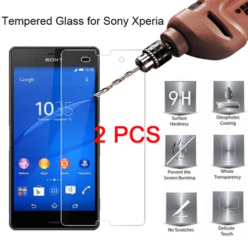 

2 Pieces HD Tempered Glass Screen Protector for Sony Xperia T3 T2 Ultra R1 Plus 9H Protective Glass for Sony M4 Aqua M5 M2 M
