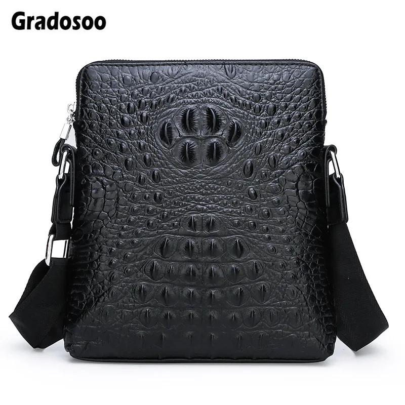 

Gradosoo Alligator Pattern Shoulder Crossbody Bags For Men Messenger Bag Leather Office Bag Male Vintage Business Bag New LBF666