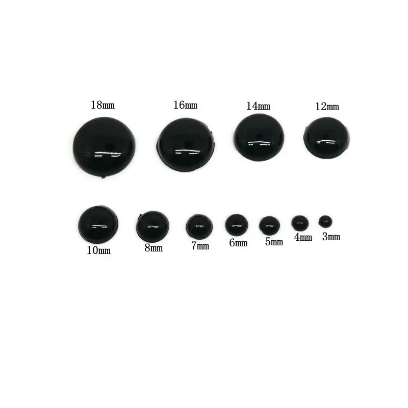 Wholesale Black Eyes Flat Back 4mm/5mm/6mm/8mm/10mm/12mm Animal Plastic Eyes Craft Teddy Bear Eyes For Amigurumi Crochet Doll