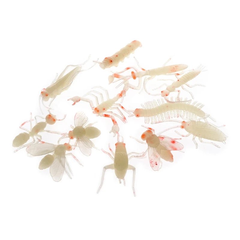 Novelty 12Pcs Soft Spider Insect Night Glow Worms Halloween Toy Joke Gag R9JD 4 Novelty 12Pcs Soft Spider Insect Night Glow Worms Halloween Toy Joke Gag R9JD 4
