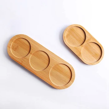 

2 Cavity or 3 Cavity Bamboo Salt and Pepper Shaker Stand Tray Kitchen Storage Holder Trays