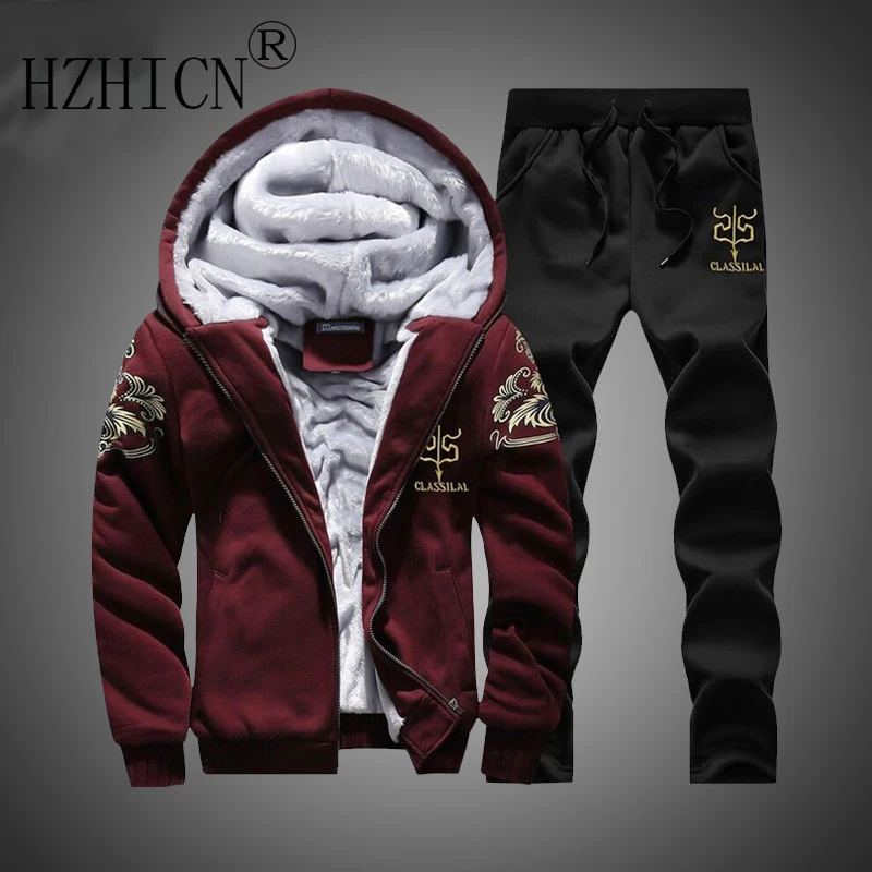Winter Inner Fleece Hoodies Men New Casual Hooded Warm Sweatshirts Male Thicken Tracksuit 2PC Jacket+Pant Men Moleton Masculino Winter Inner Fleece Hoodies Men New Casual Hooded Warm Sweatshirts Male Thicken Tracksuit 2PC Jacket+Pant Men Moleton Masculino