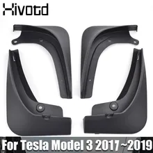 Hivotd For Tesla Model 3 2019 Car Mud Flaps Front Rear Mudguard Splash Guards Fender Exterior Parts protection cover Accessories