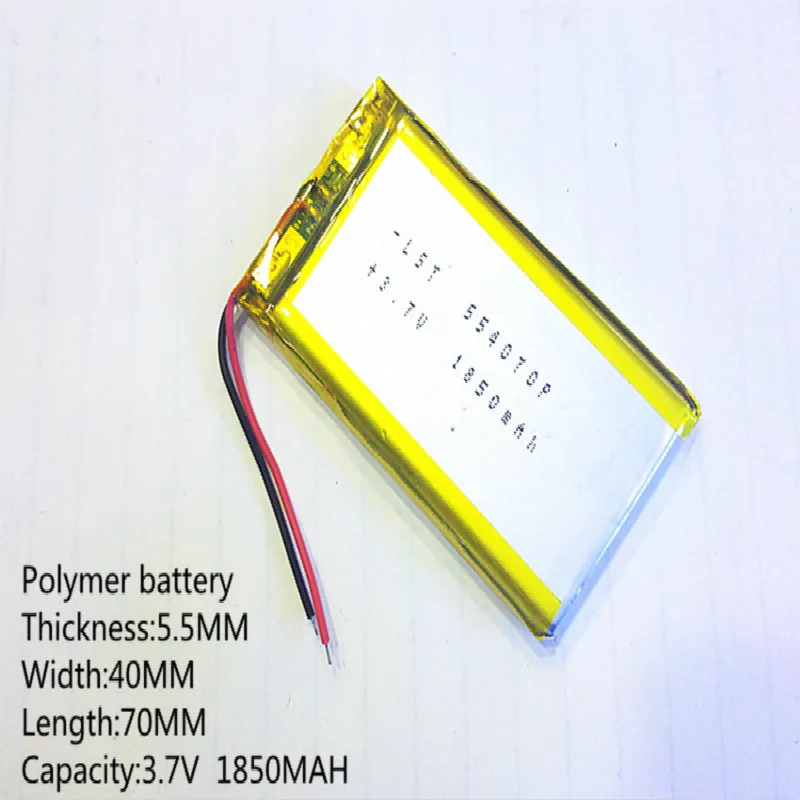 Esperta do Li-íon dos Oradores Pces para Dvr Mp3 da Casa 554070 do Polímero de 10 Bateria Gps Mp3 Mp4 Telefone Celular Orador 1850 Mah 3.7 v