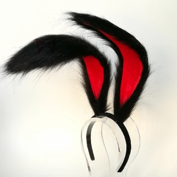 

New Rabbit Kingdom Cosplay Carnaval Gothic Lolita Acessories Fox Ear Hair Hoop Headwear For Girl Women Kids Hand Work 30cm