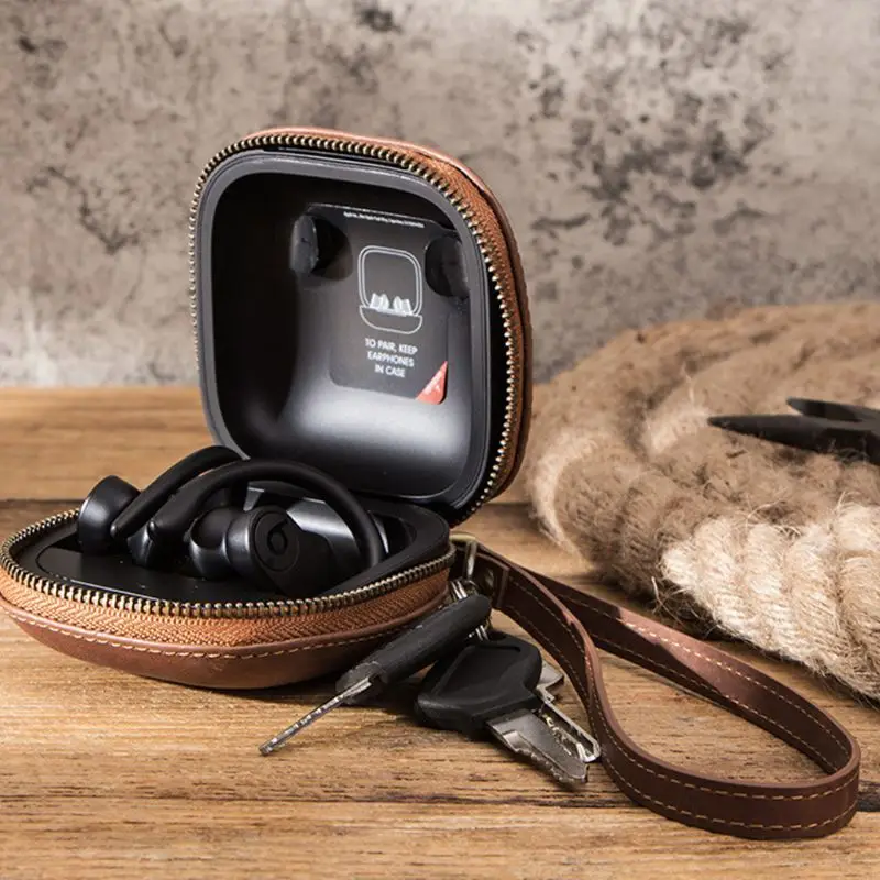 Anti scratch Leather Case Protective Cover with Lanyard for Beats Powerbeats Pro Wireless Bluetooth Headphones