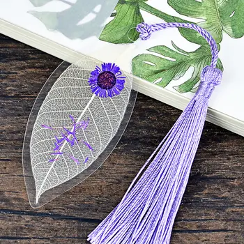 

5PC Vein Bookmark Cute Elegance Classical Tassel Bookmark Chinese Wind Natural Collectibles Leaves Creative Stationery