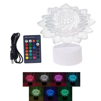 

Creative 3D Lotus Colorful Night Light Crack Base Color Changing LED Desk Lamp X6HD