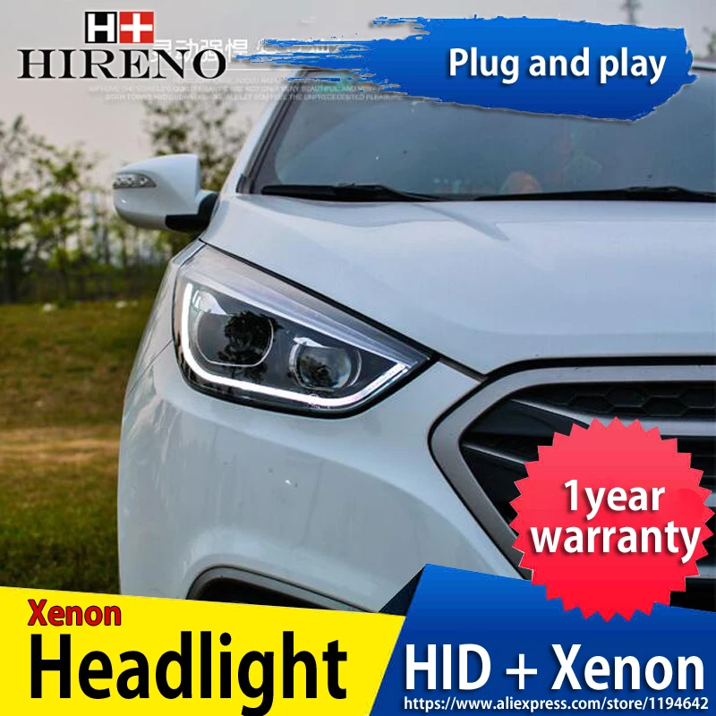 Автомобильный Стильный чехол на голову для hyundai IX35 фары 2010-2013 светодиодный IX35 Tuscon фары DRL Объектив Двойной Луч Биксенон HID