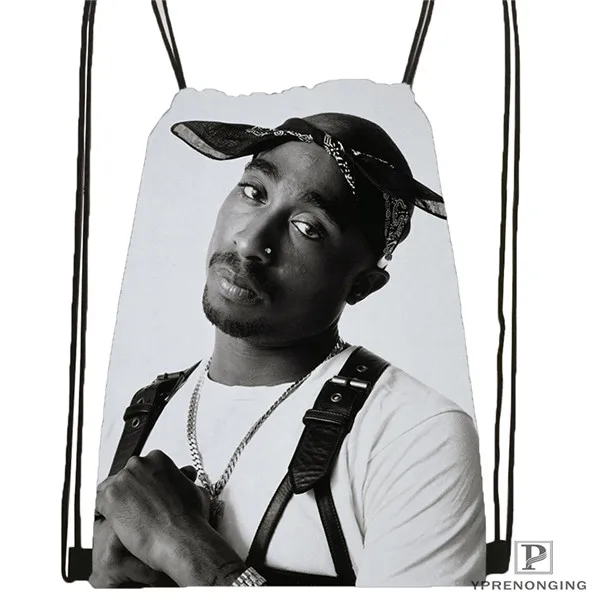 Drawstring Backpack Пользовательские Tupac художественная походная сумка на шнурке подарочные сумки для мужчин и женщин милый рюкзак дети ранец(черная спина) 31x40 см#180531-01-01 - Цвет: Drawstring Backpack