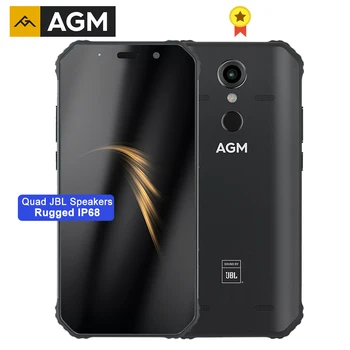 Перейти на Алиэкспресс и купить AGM A9 прочный смартфон 5,99 дюймFHD + SDM450 5400mAh Quick Charge 3,0 4G 64G 32G IP68 Водонепроницаемый Android 8,1 Quad-Box динамики NFC