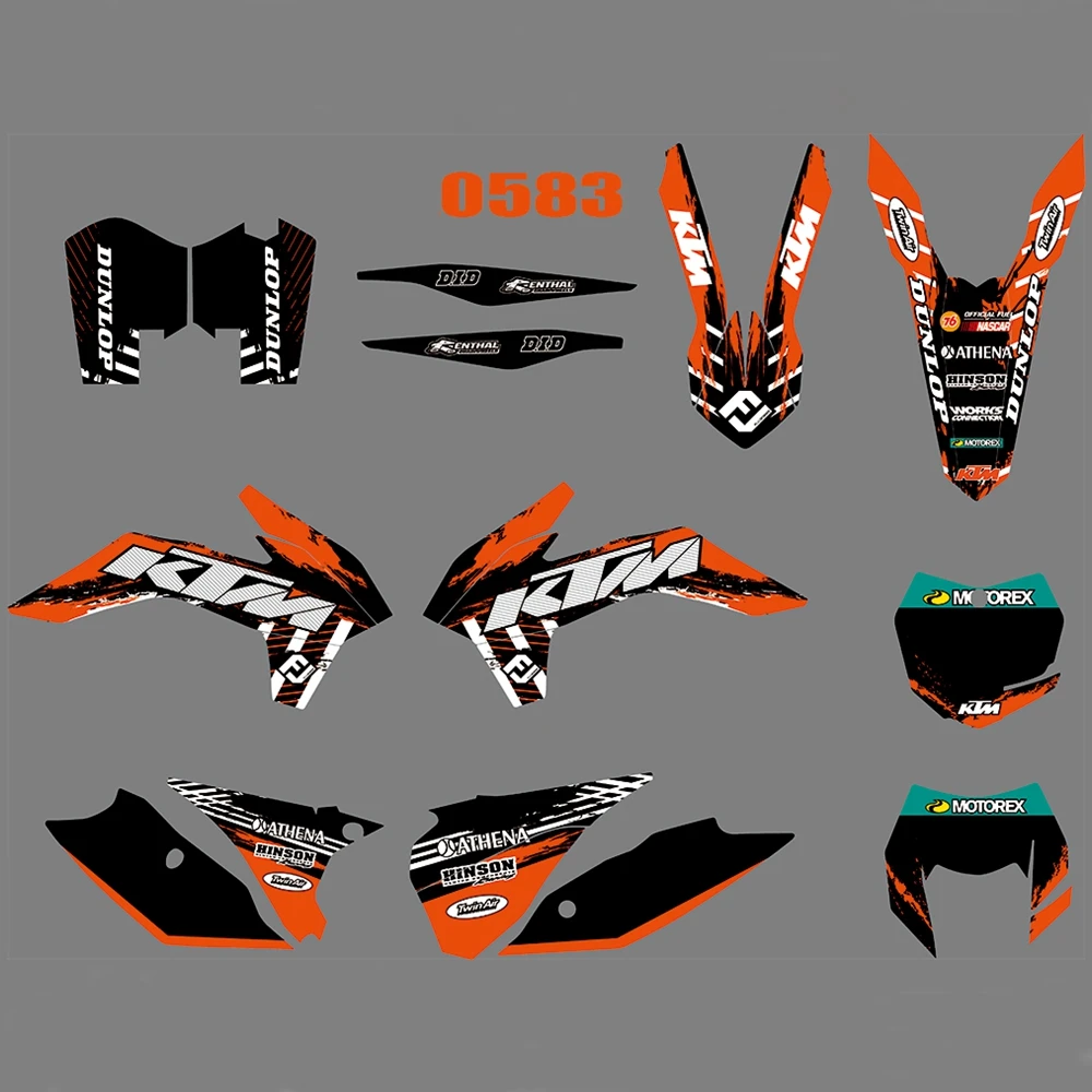 Для KTM SX EXC XCW XCF-W Графика наклейки на заказ Номер Наименование лента 3M Полный мотоцикл Фоны аксессуары