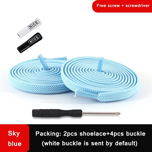 1 Pair No Tie Shoelace Elastic Shoelaces Leisure Sneakers Quick Flat Shoelaces Lazy Shoe Laces Nice Buckle Kids and Adult Unisex Sky blue