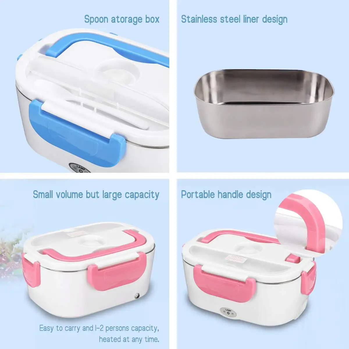 Портативный Ланч бокс из нержавеющей стали с электрическим подогревом 12 В 110 В/220