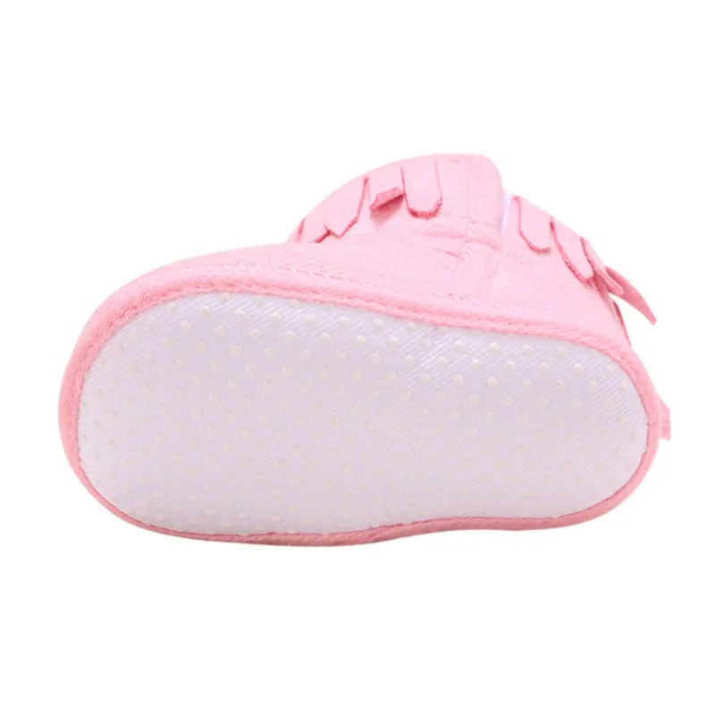 Ботинки для новорожденных зимние детские ботинки с бахромой Новые однотонные теплые ботинки из хлопка с мягкой подошвой и бахромой для новорожденных девочек 0-18 месяцев