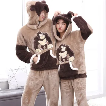 

Women Autumn Winter Pijama De Cartoon Thick Pyjamas Set Warm Pajamas Set Pyjama Hooded Pijamas Mujer Pijama Feminino Pigiama