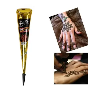Waterproof Indian Henna Paste Temporary Tattoo Body Paint Henna Art Black Brown Cream Cone For