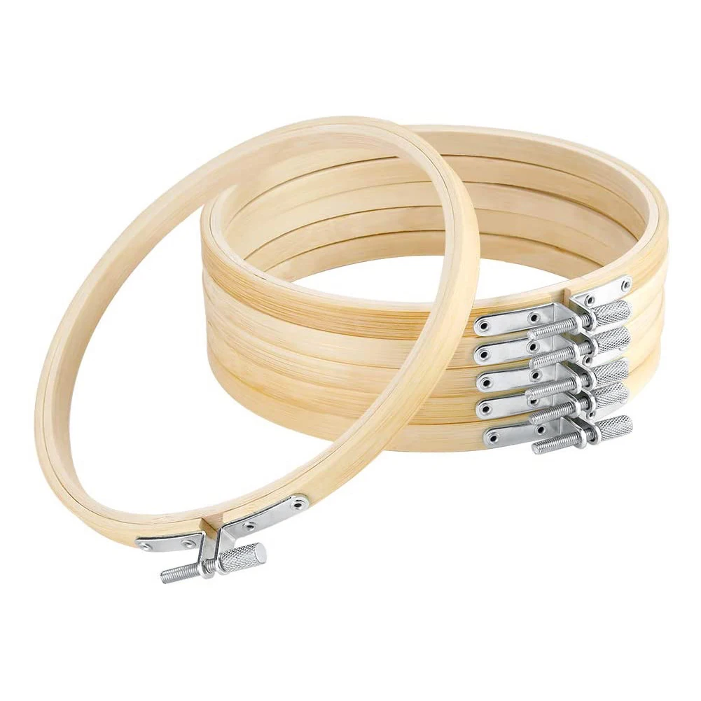 10 unids/set 10-36cm aros de bordado de madera marco de bambú herramientas de coser anillos de aro de lazo redondo DIY Cruz herramienta de artesanía