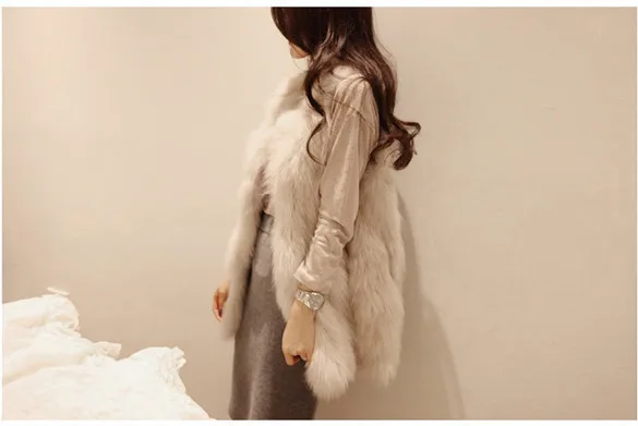 colete de pele feminina, женский жилет из искусственного меха лисы, зимний длинный жилет без рукавов, роскошное меховое пальто размера плюс, приталенное пальто XXXL L632