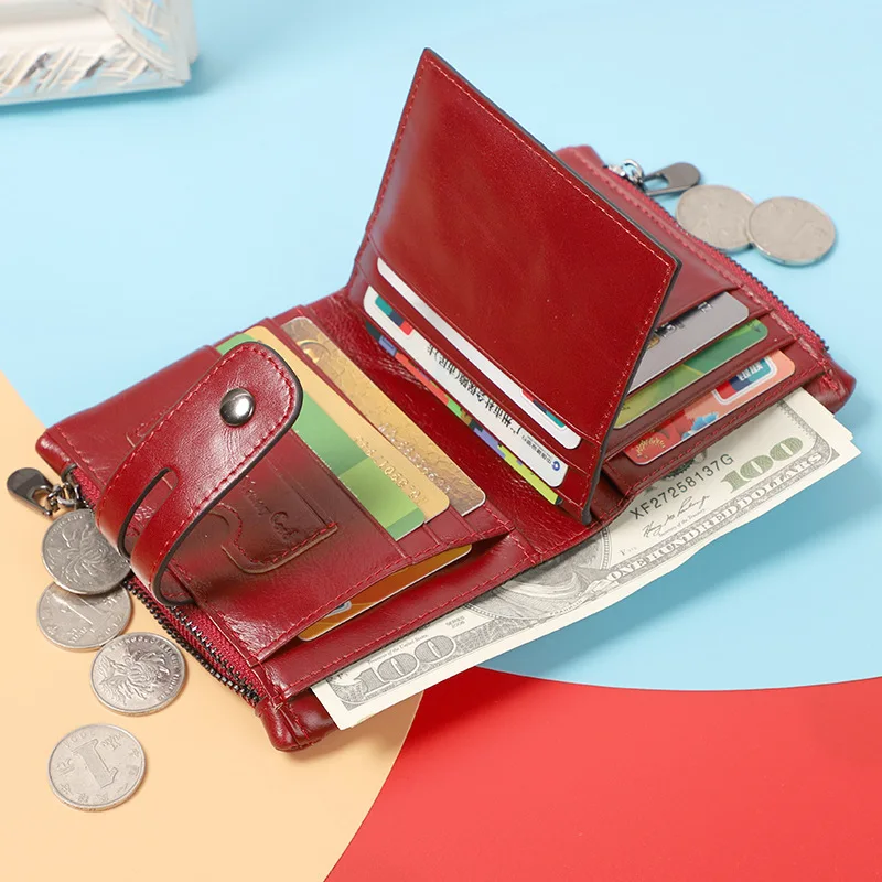 

Luxury designer vintage women wallet genuine cow leather slim wallet ladies coin purse card holder cartera mujer