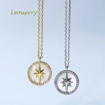 

Leouerry 925 Sterling Silver White Fritillary Star Necklace Exclusive Original Natural Shell Lucky Compass Necklaces for Women