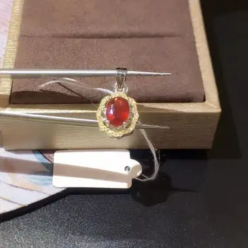 

2020 New 925 Silver Gold Plated Inlaid Natural Ruby Pendant Gift