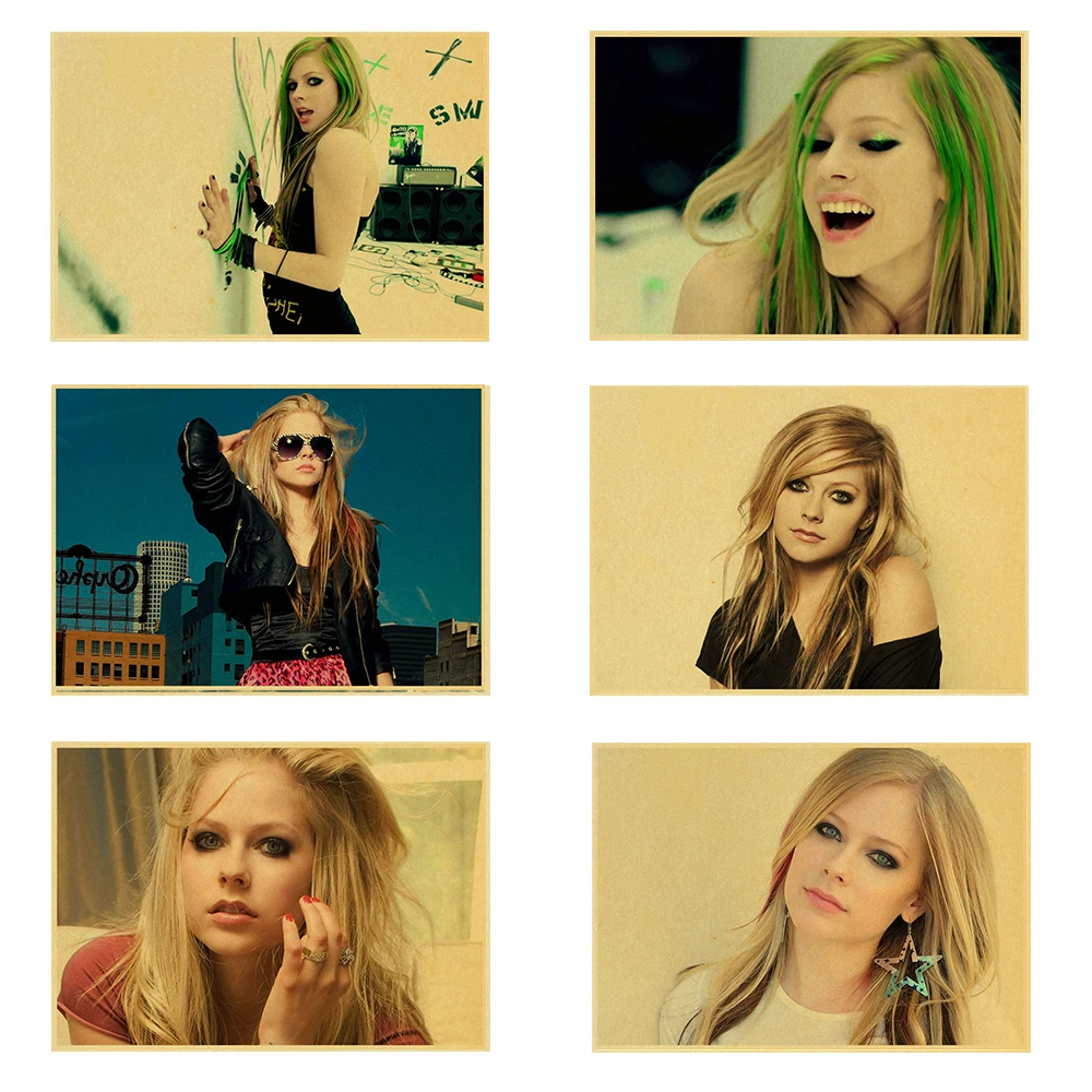 Music Star Singer Avril Lavigne Poster Retro Kraft Paper Print for Wall Decoration Poster Home Bedroom Art Wall Picture