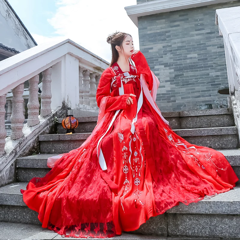 Hanfu платье древний традиционный танцевальный костюм женский династии Тан вышивка костюмы невесты Классический фестиваль представление DL4996