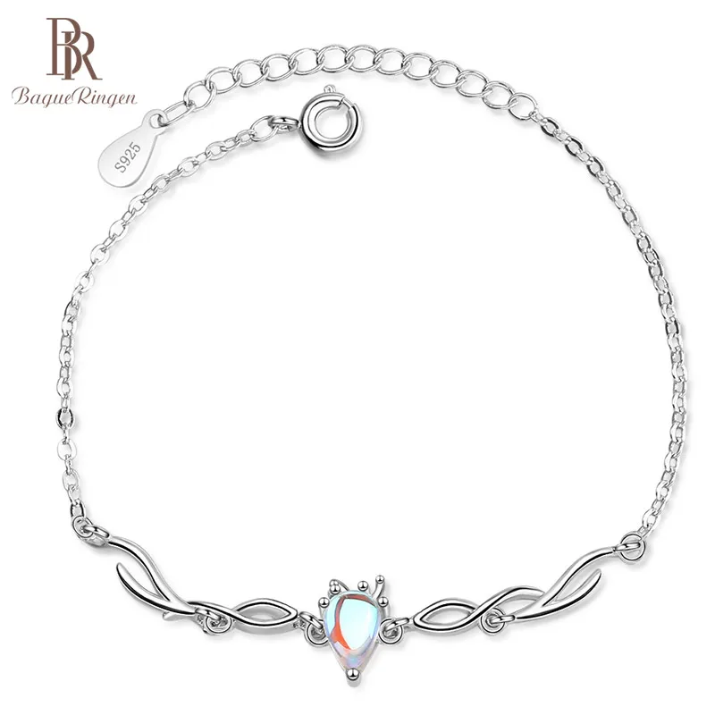Bague Ringen в форме капли воды лунный камень браслет для женщин Олень Для серебро 925