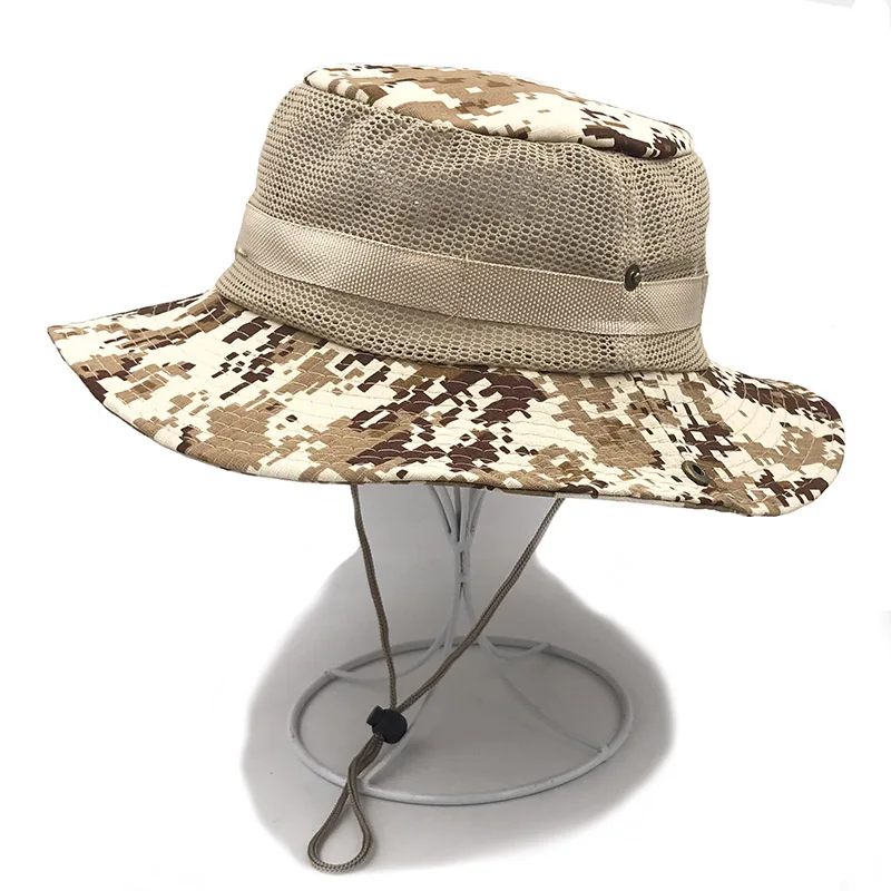 Солнцезащитная шляпа для мужчин, Панама, женская летняя кепка с широкими полями, цифровая камуфляжная шляпа, дышащая сетчатая пляжная шляпа - Цвет: Model color