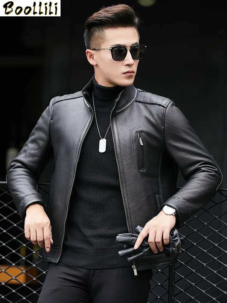 

Куртка Boollili мужская из овчины, жакет из натуральной кожи с натуральным мехом, короткая из натуральной шерсти, Erkek