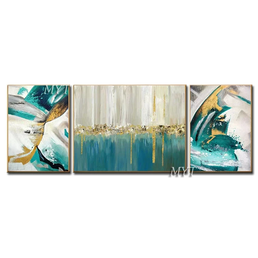 Картина маслом без рамки 3 предмета абстрактная зеленая картина ручная роспись