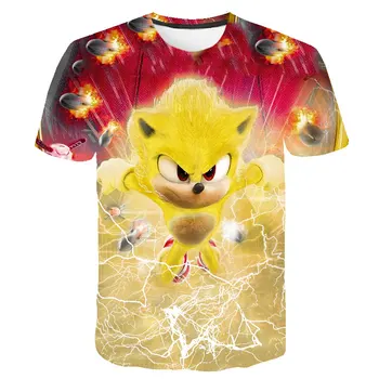 

3D Print Sonic Kids Fashion Cool Short sleeve Sonic the Hedgehog t shirt Funny T-shirt Boys Cartoon Tshirt Children Casual Tops