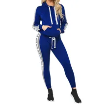 Спортивный костюм для женщин спортивная одежда комплект из двух предметов Модные женские повседневные полосатые на молнии с длинным рукавом Pullove Sport tops+ длинные штаны комплект# G4