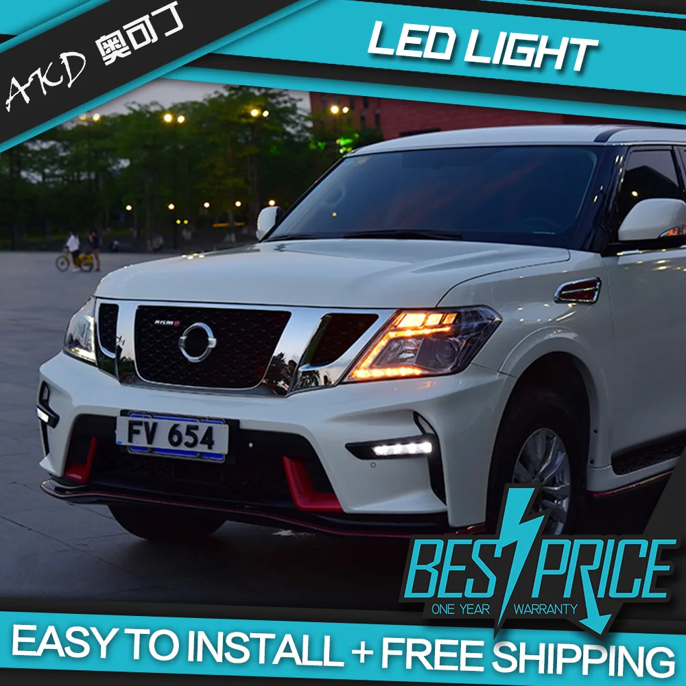AKD Автомобильные фары для стайлинга Nissan патруль Y62 2010 2018 светодиодсветодиодный