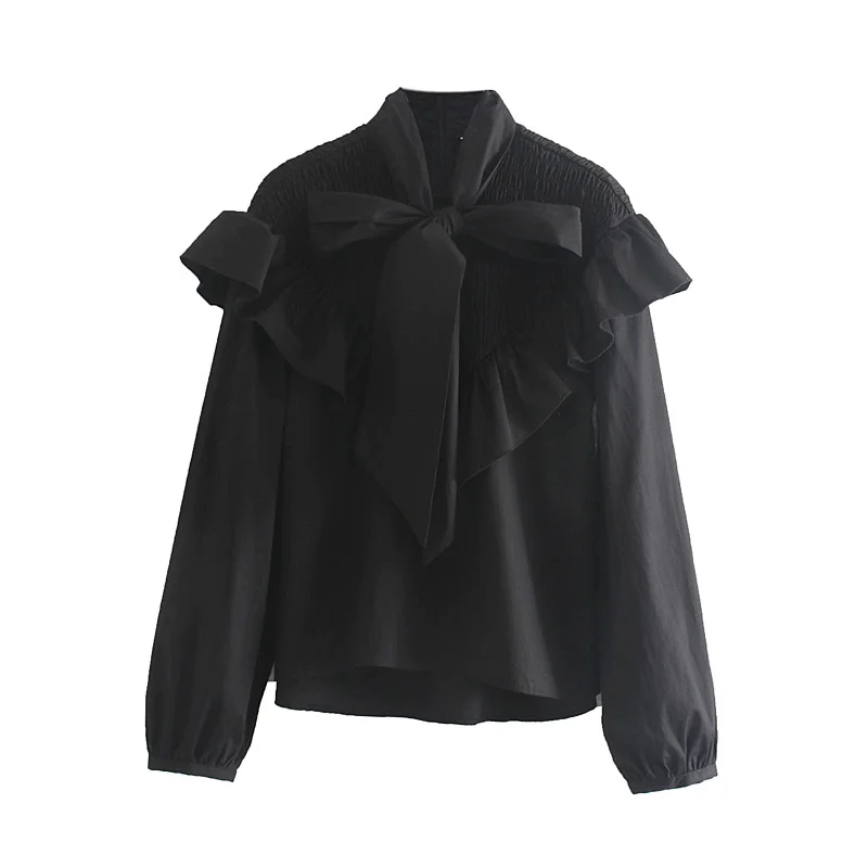 

Pluse Size Black Blouse Lady Row Loose Blouse Top Girl's Black Plus Size Blouse Female Cute Casual Black Top Cloghing F0395