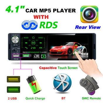 

Autoradio 1 din Car Radio 4.1" Inch Touch Screen Car Stereo Multimedia MP5 Player Bluetooth RDS Dual USB Support Micphone