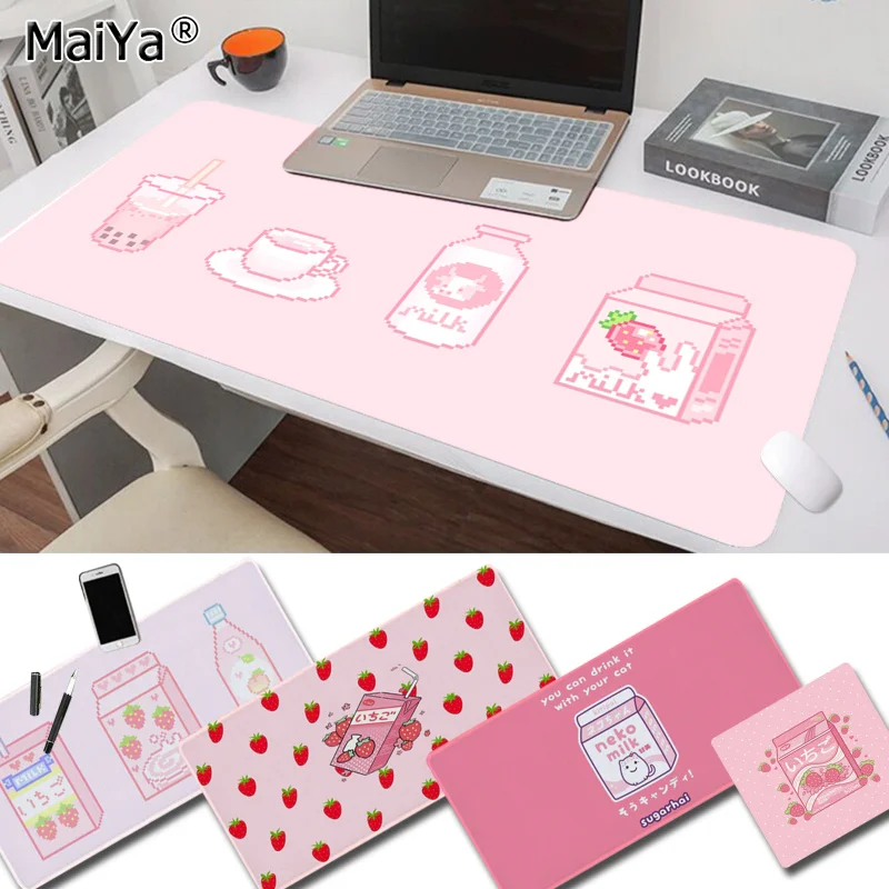Cool Cute Japanese Strawberry Milk Keyboards Mat Rubber Gaming mousepad