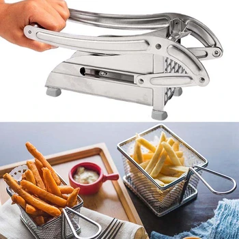 

Fry Cutter Potato Chipper 2 Blades Cutter Stainless Steel Home French Fries Potato Chips Slicer Cutter Kitchen Cucumber Chopper