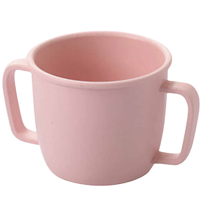 pink Пшеничная соломенная Экологичная чашка для воды для детей, чашка для завтрака с двойной ручкой, Экологичная чашка для молока и напитков для детей - Цвет: pink