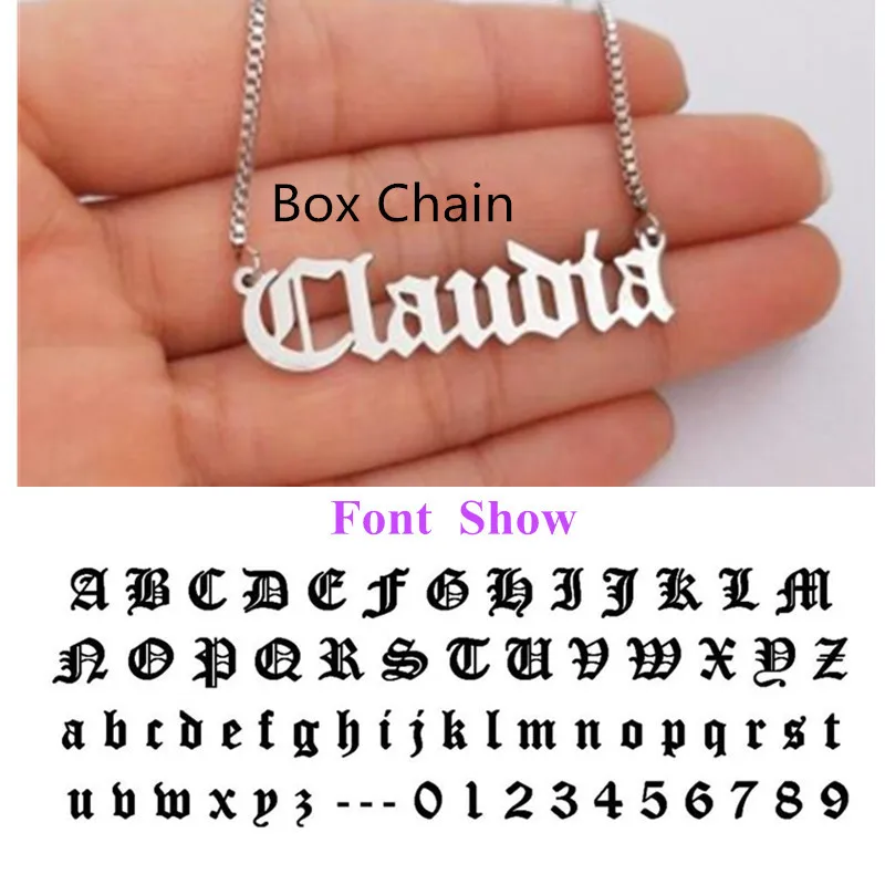 Box Chain Old BFF персонализированные имя длинное ожерелье для женщин и мужчин шкатулка цепочка на заказ табличка Колье Золото кеттинг Старый английский стиль - Окраска металла: Box Chain Old