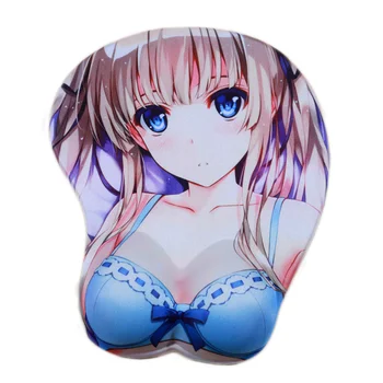 

QQQRGB Silicone Gel 3D Mouse Pad Mat Ergonomic Sexy Breast Oppai Busty Boob Anime Girl Gamer Wrist Rest Mousepad for Laptop PC