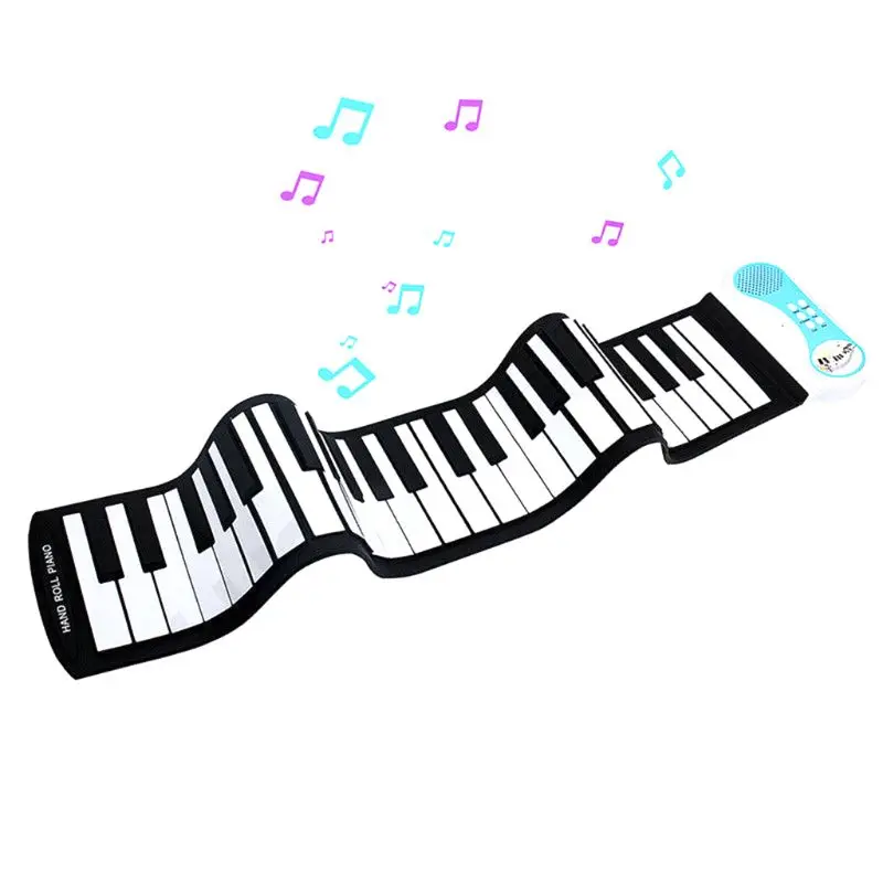 37 Keys Roll Up Portable Electronic Keyboard Piano Flexible Kids Piano Keyboard with Speaker for Beginners Boys Girls Blue