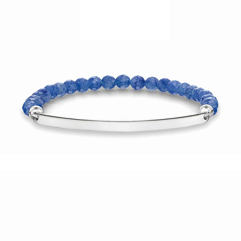 6MM Blue Stone Bridge Strand Bracelets 925 Sterling Silver Beads Charm Bangles Women Men Jewelry Accessories | Украшения и