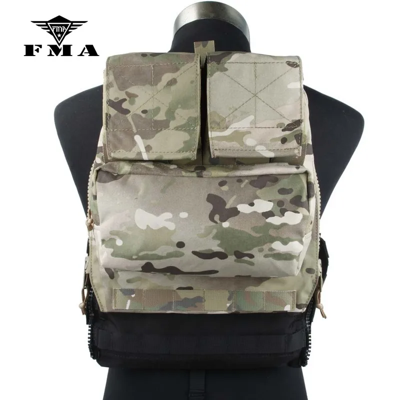 FMA Tactical Vest Zipper Pack Pouch MC Zip-On Panel for JPC CPC AVS Military Molle Bag 500D Fabric | Спорт и развлечения