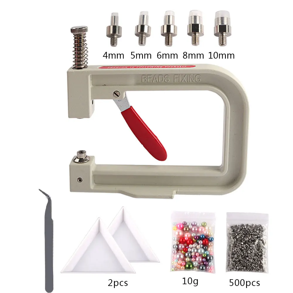 Imitation ABS Pearl Bead Nailing Hole Free Ball Claw Nail Set DIY Portable Handmade Press Manual Drilling Machine For Clothes